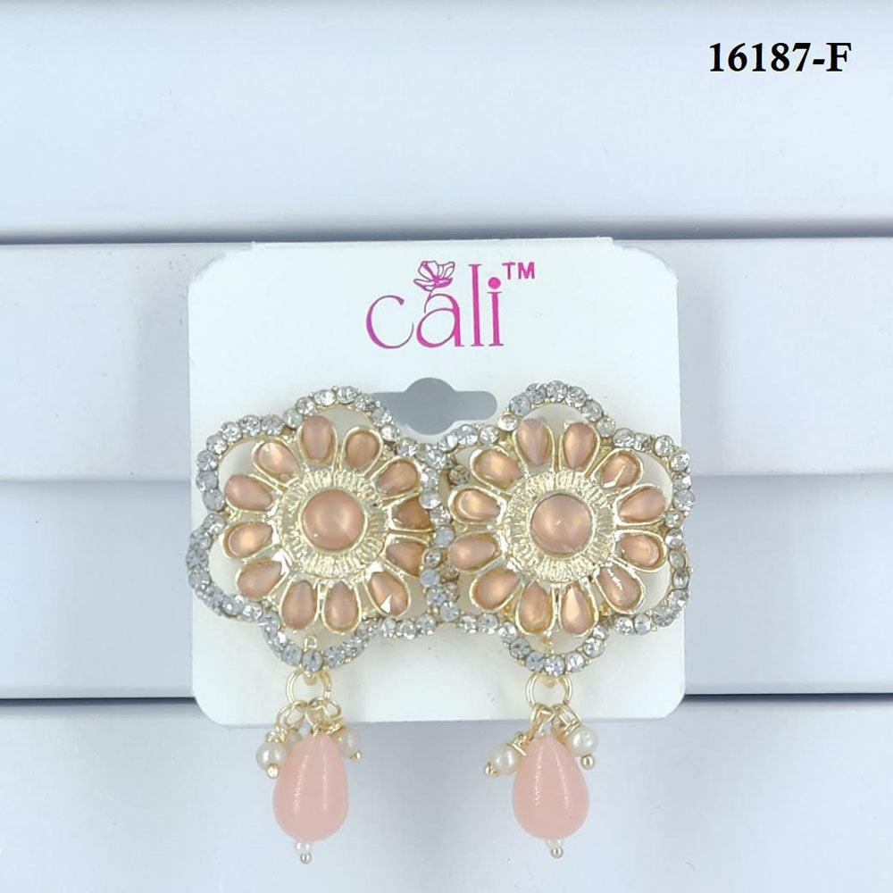 Corbeda Fashion Gold Plated Assorted Color Dangler Earrings