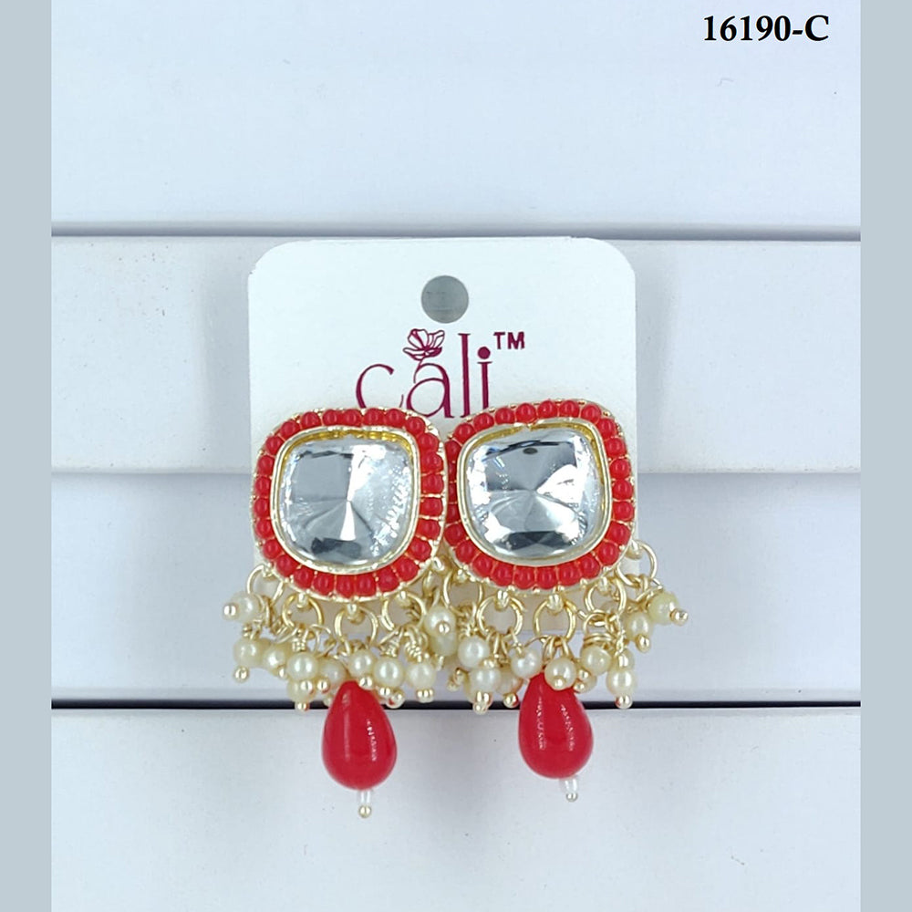 Corbeda Fashion Gold Plated Assorted Color Dangler Earrings