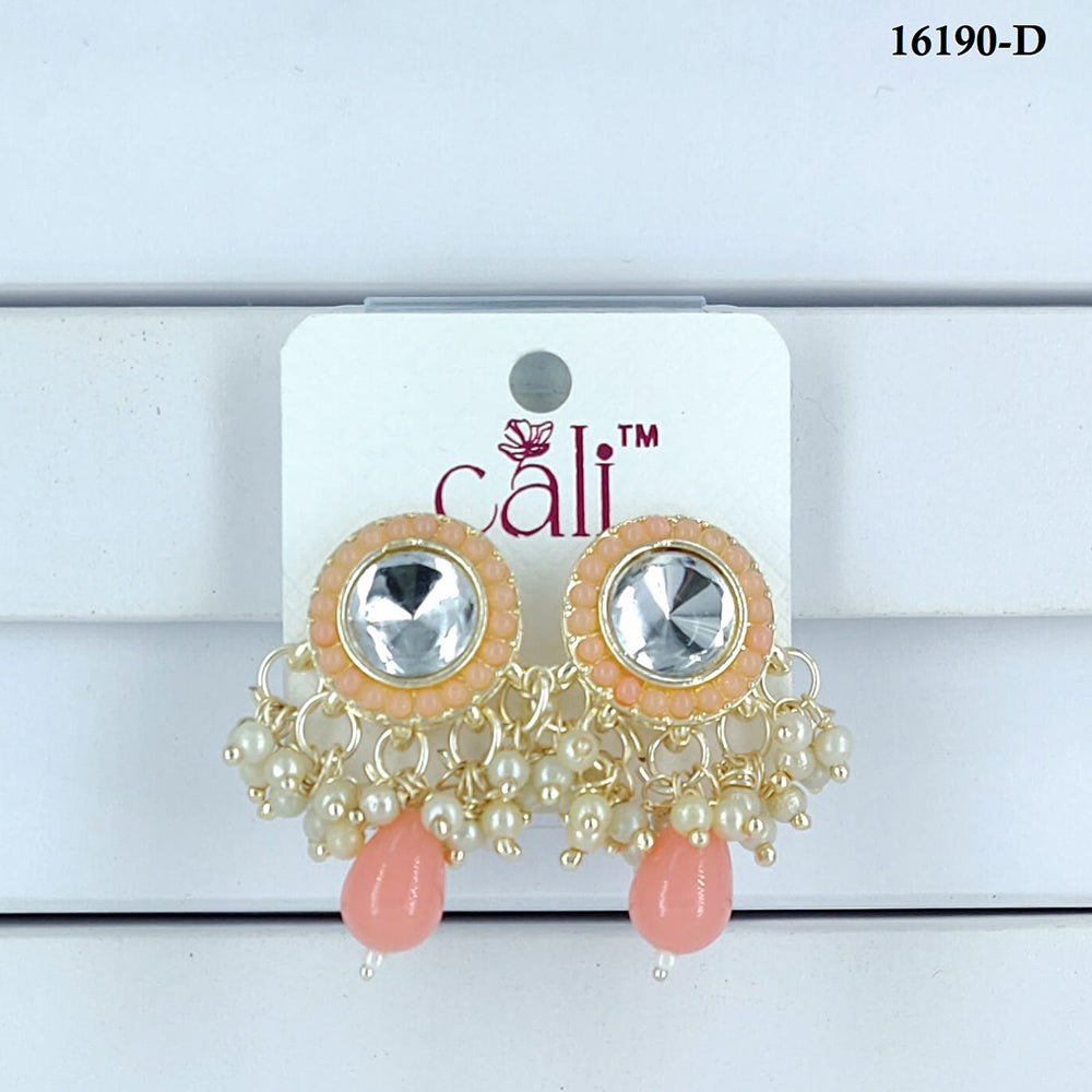 Corbeda Fashion Gold Plated Assorted Color Dangler Earrings