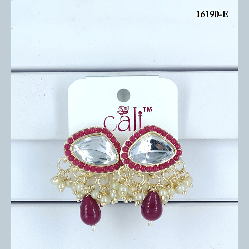 Corbeda Fashion Gold Plated Assorted Color Dangler Earrings