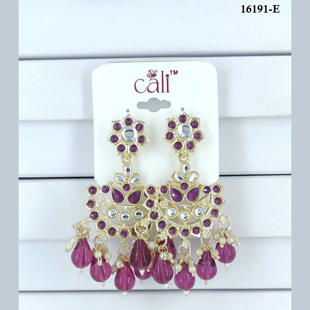 Corbeda Fashion Gold Plated Assorted Color Dangler Earrings