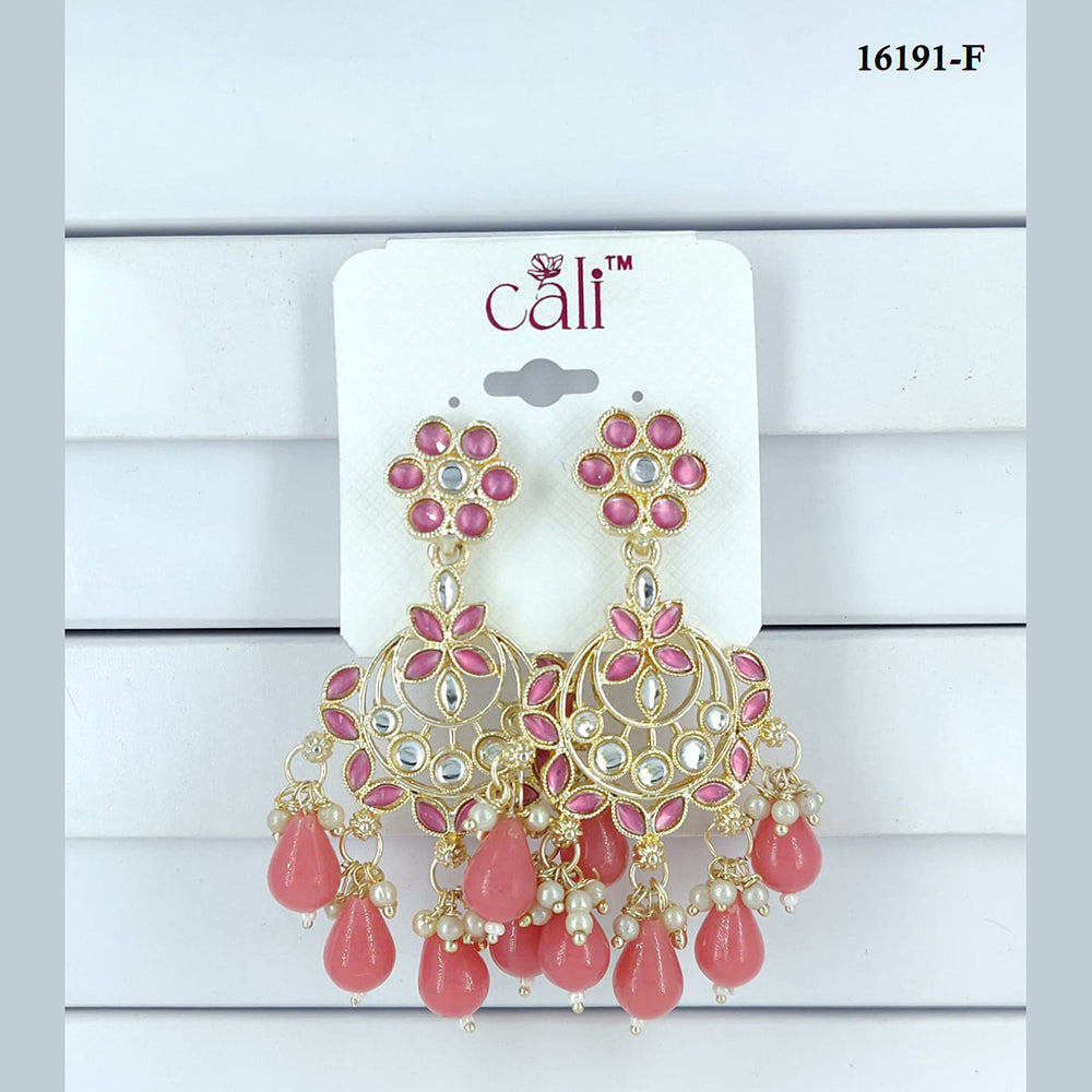 Corbeda Fashion Gold Plated Assorted Color Dangler Earrings