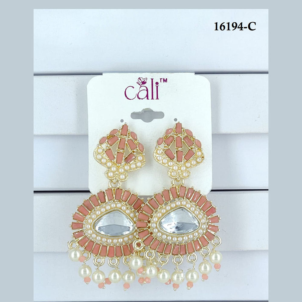 Corbeda Fashion Gold Plated Assorted Color Dangler Earrings