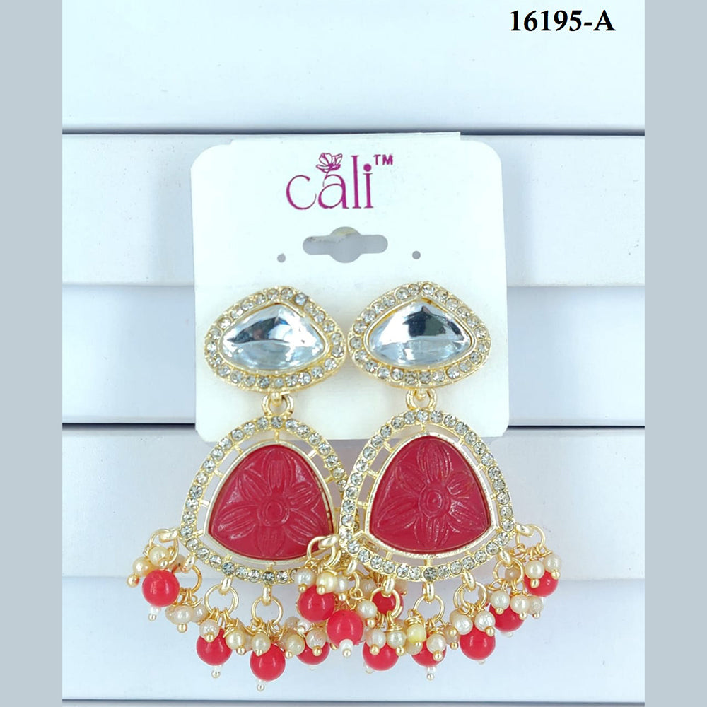 Corbeda Fashion Gold Plated Assorted Color Dangler Earrings