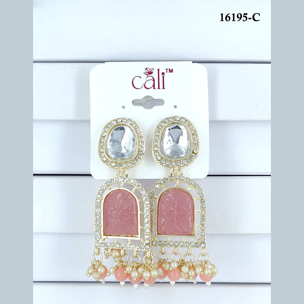 Corbeda Fashion Gold Plated Assorted Color Dangler Earrings