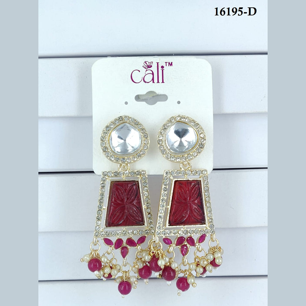 Corbeda Fashion Gold Plated Assorted Color Dangler Earrings