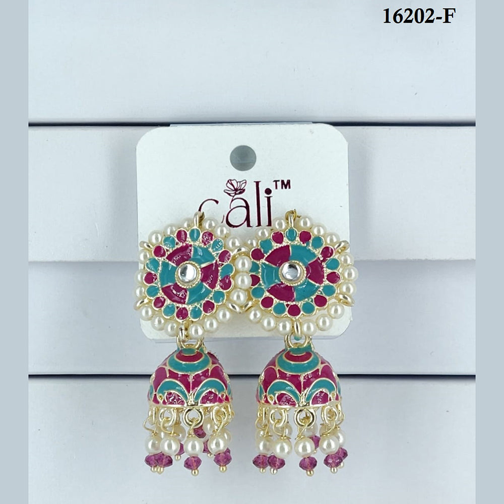 Corbeda Fashion Gold Plated Assorted Color Jhumki Earrings