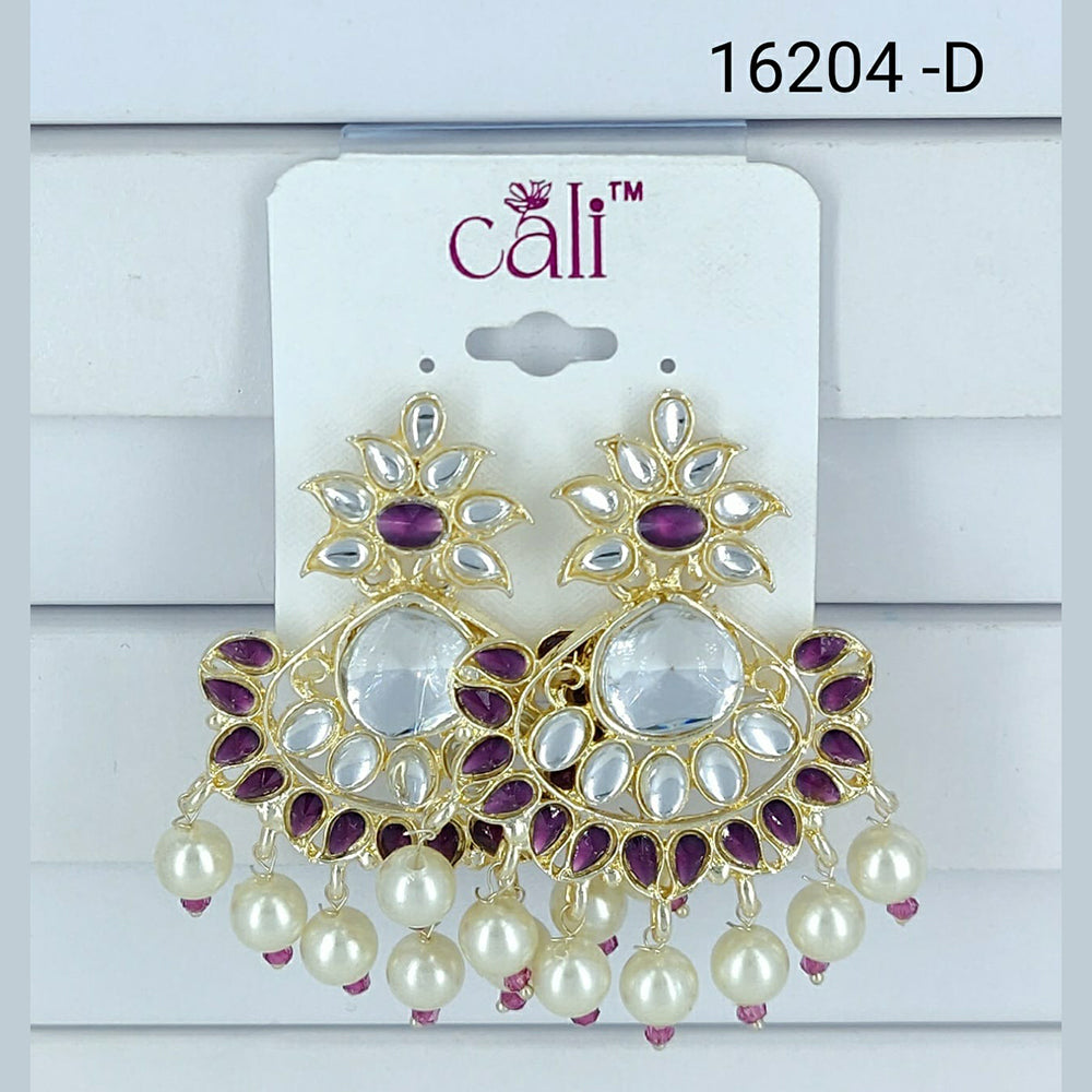 Corbeda Fashion Gold Plated Assorted Color Dangler Earrings