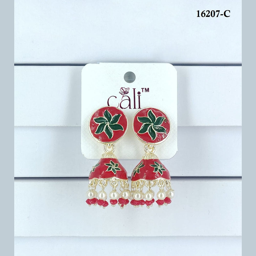 Corbeda Fashion Gold Plated Assorted Color Jhumki Earrings