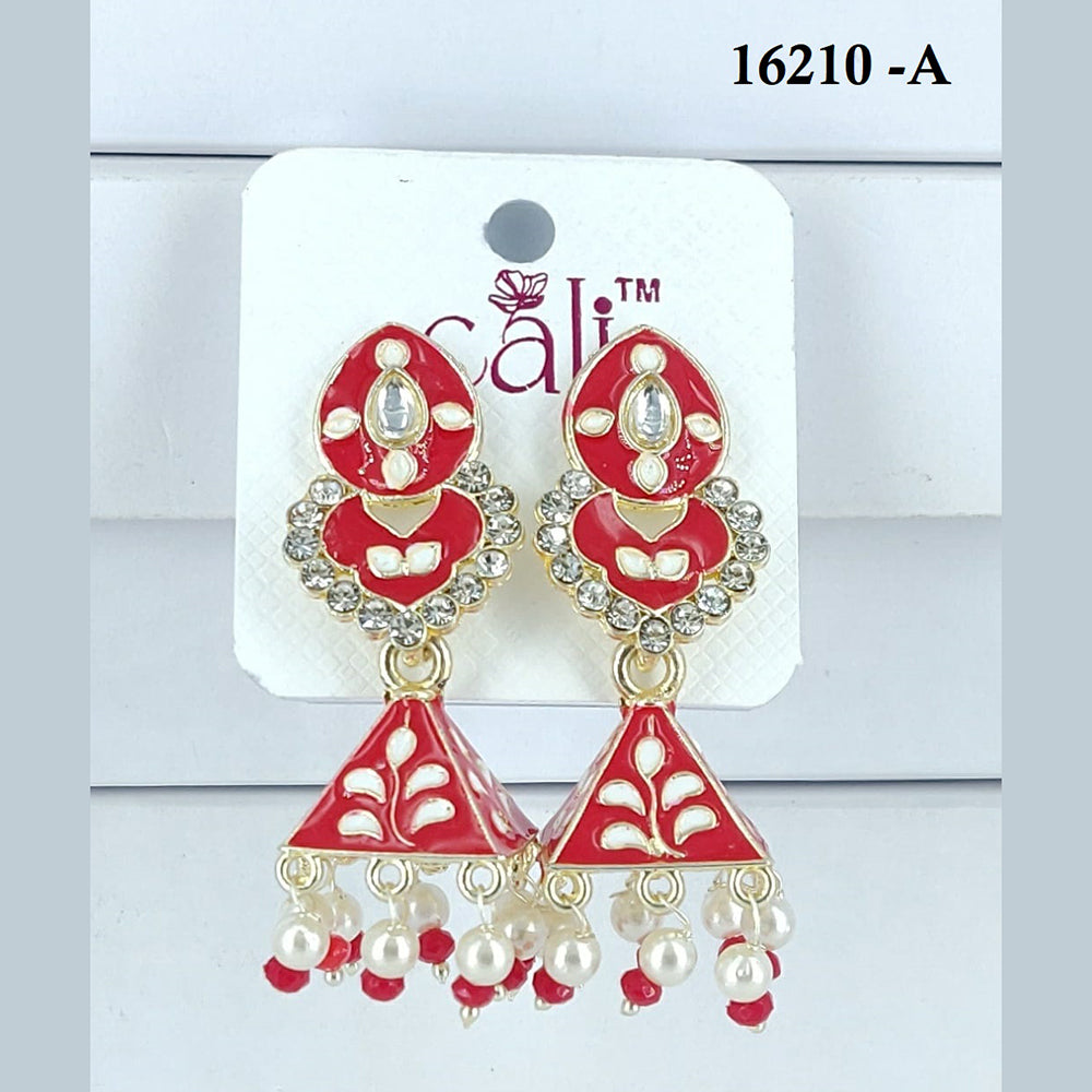 Corbeda Fashion Gold Plated Assorted Color Jhumki Earrings