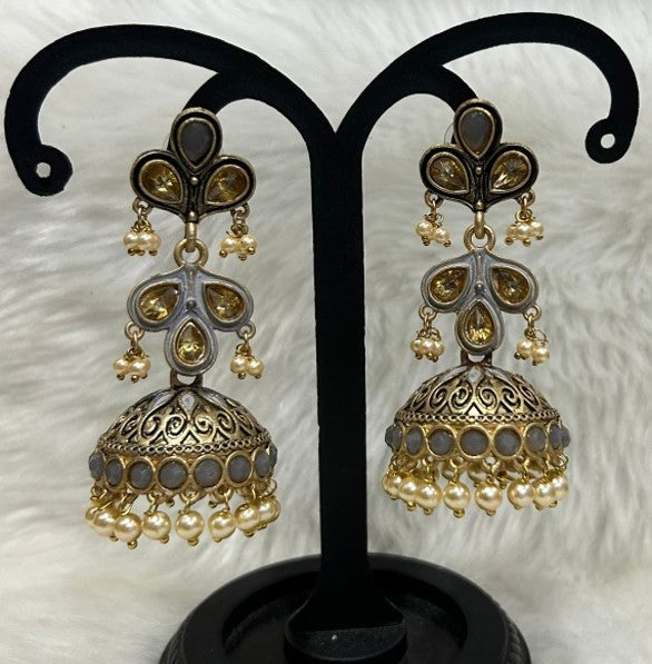 Infinity Jewels Gold Plated Meenakari Jhumki Earrings