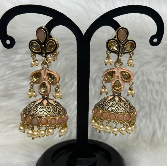 Infinity Jewels Gold Plated Meenakari Jhumki Earrings