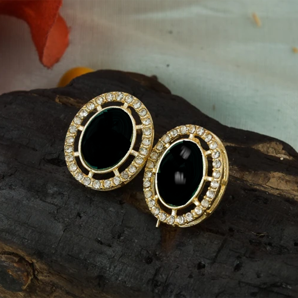 Mahavir Gold Plated Crystal Stone Stud Earrings