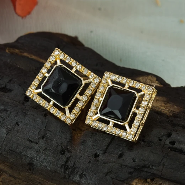 Antique Gold Color Dark Black Crystal Stud Earrings – Neshe Fashion Jewelry