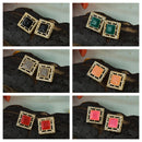 Mahavir Gold Plated Crystal Stone Stud Earrings Combo