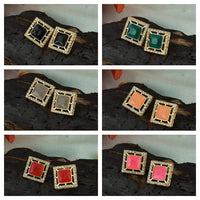 Mahavir Gold Plated Crystal Stone Stud Earrings Combo