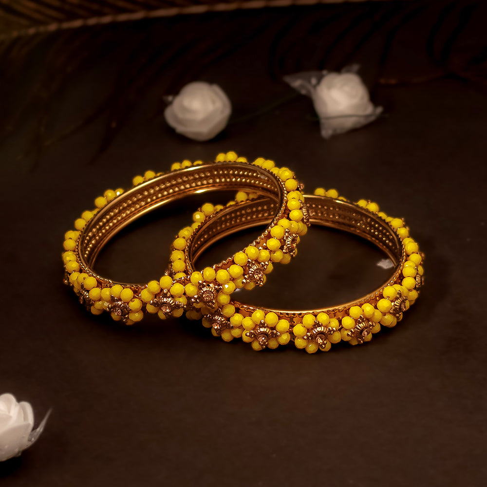 SOB Set of two Crystal Bangles with Studded Diamond & Handcrafted Bangles