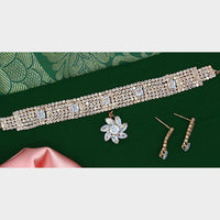 Mahavir Rose Gold Plated Austrian Stone Choker Necklace Set