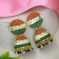 Mahavir Gold Plated Tiranga Jhumki Earrings