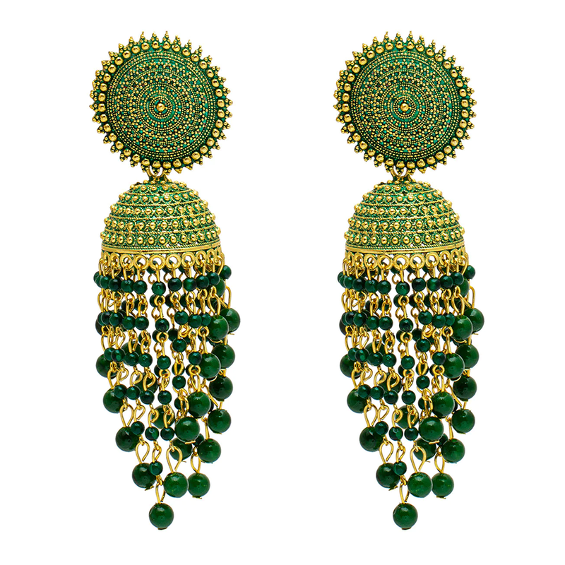 Mahavir Gold Plated Beads Jhumki Earrings