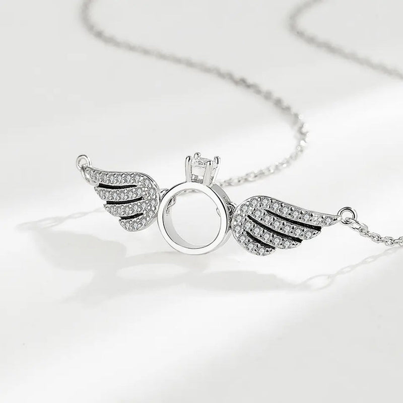 Salty Angel Wings Necklace - Silver