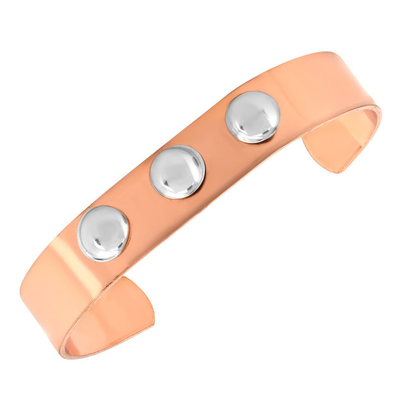 Missmister Pure Copper Steel Stud Broad Free Size Kada Men Women (Kdkl7782)