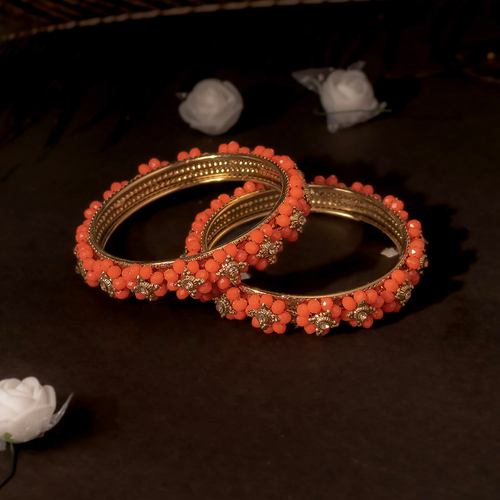 SOB Set of two Crystal Bangles with Studded Diamond & Handcrafted Bangles