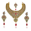 Mithya Pota Stone Kundan Necklace Set with Maang Tikka