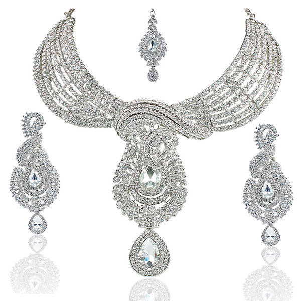 Mithya Silver Plated Austrian Stone Necklace Set
