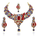 Vivaah Austrian Stone Gold Plated Necklace Set With Maang Tikka