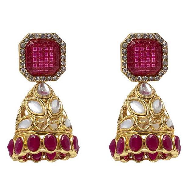 Kriaa Kundan Stone Gold Plated Jhumki Earrings - 2000613