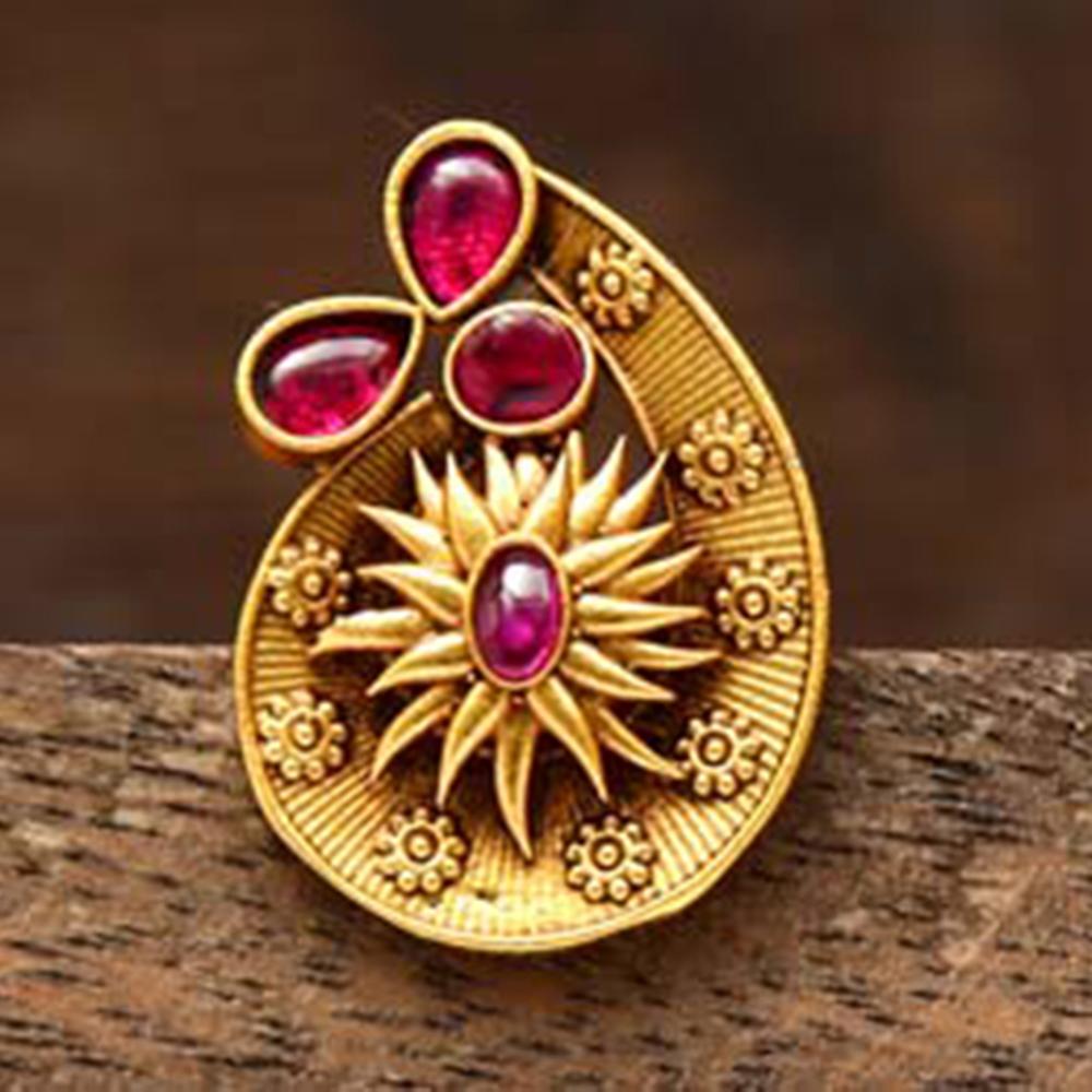 Varso Kempu Gold Polish Brass Alloy Fitting Adjustable Ring - 20142 ...