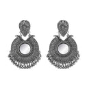 Jeweljunk Silver Plated Mirror Dangler Afghani Earrings - 1314834A