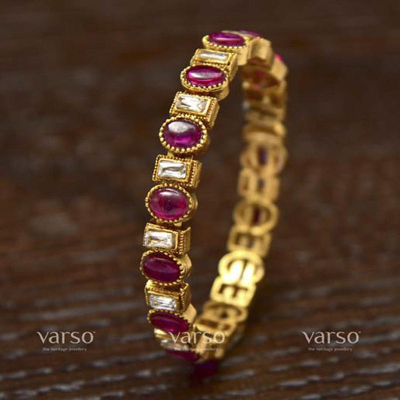 Varso Kempu & White Gold Antique Plated Flexible Bangles - 206278