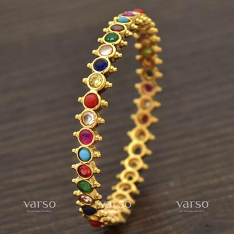 Varso Navratna Gold Antique Plated Bangles - 206436B