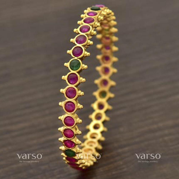 Varso Kempu & Green Gold Antique Plated Bangles - 206436C