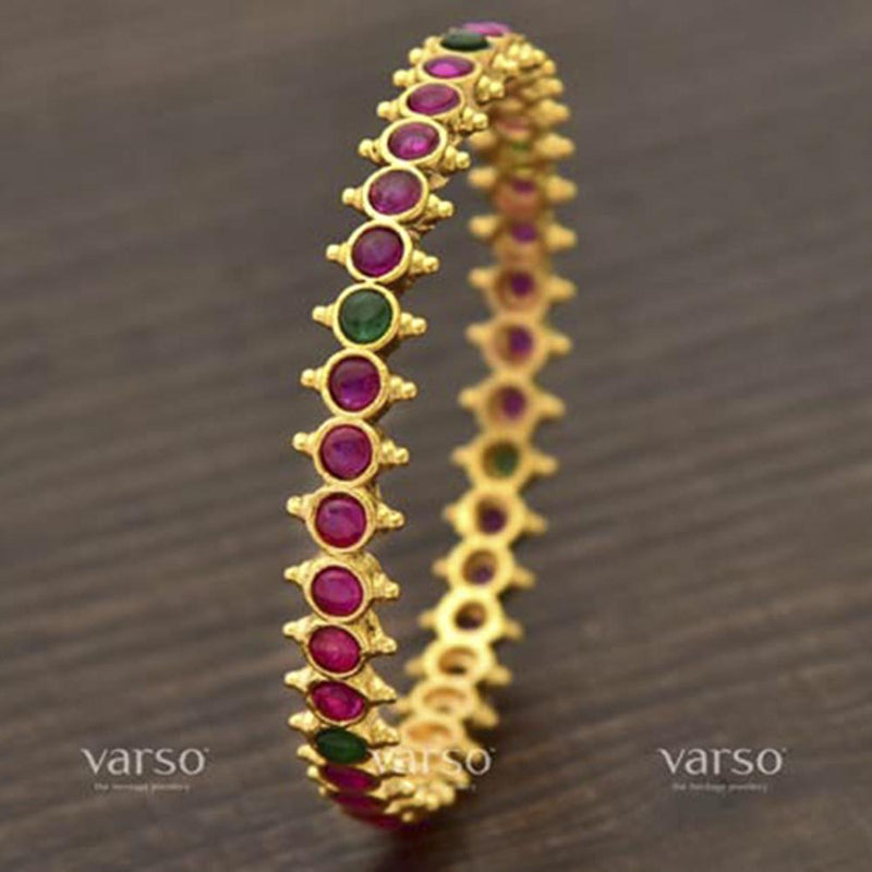 Varso Kempu & Green Gold Antique Plated Bangles - 206436C