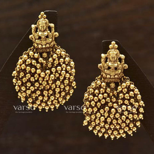 Varso Gold Polish Brass Alloy Ball Fitting Dangler Earrings  - 20953