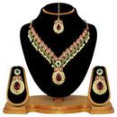 Kriaa Green Stone Necklace Set With Maang Tikka - 2100101