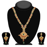 Kriaa Maroon And Green Austrian Stone Necklace Set - 2100103