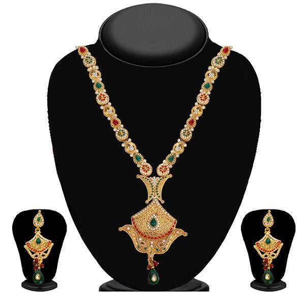 Kriaa Maroon And Green Austrian Stone Necklace Set - 2100103