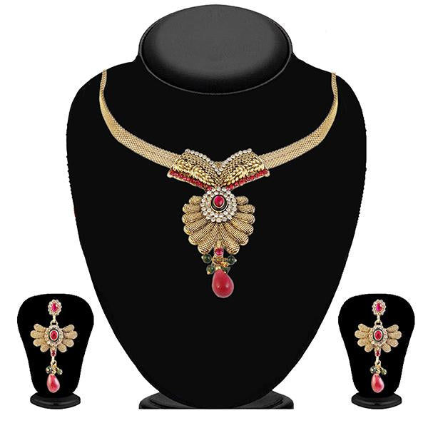 Kriaa Pink Austrian Stone Necklace Set - 2101102