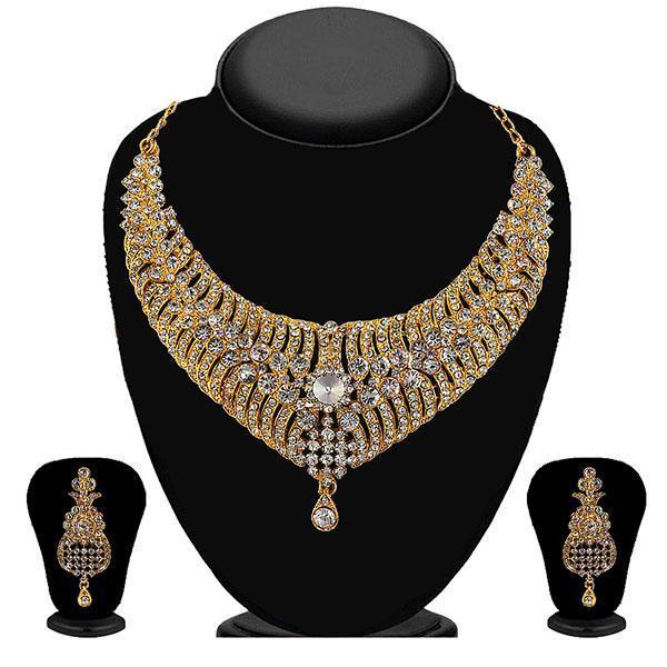 Kriaa White Austrian Stone Necklace Set - 2101804