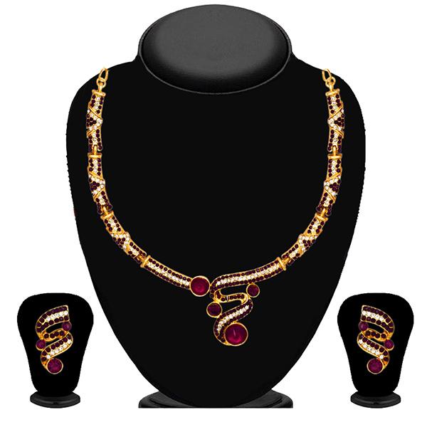 Kriaa Purple Austrian Stone Necklace Set