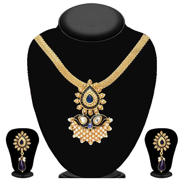 Kriaa Blue Meenakari And Pearl Necklace Set - 2102103