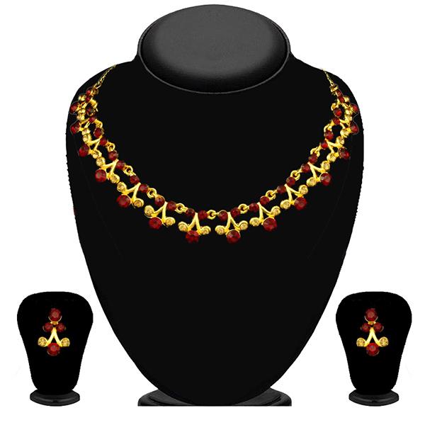 Kriaa Maroon Austrian Stone Necklace Set