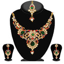 Kriaa Multicolor Stone Kundan Necklace Set With Maang Tikka