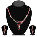 Kriaa Zinc Alloy Silver Plated Pink Stone Necklace Set