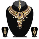 Kriaa Purple Stone Necklace Set With Maang Tikka