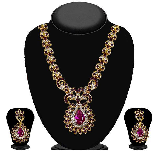 Kriaa Purple Austrian Stone Necklace Set - 2103505